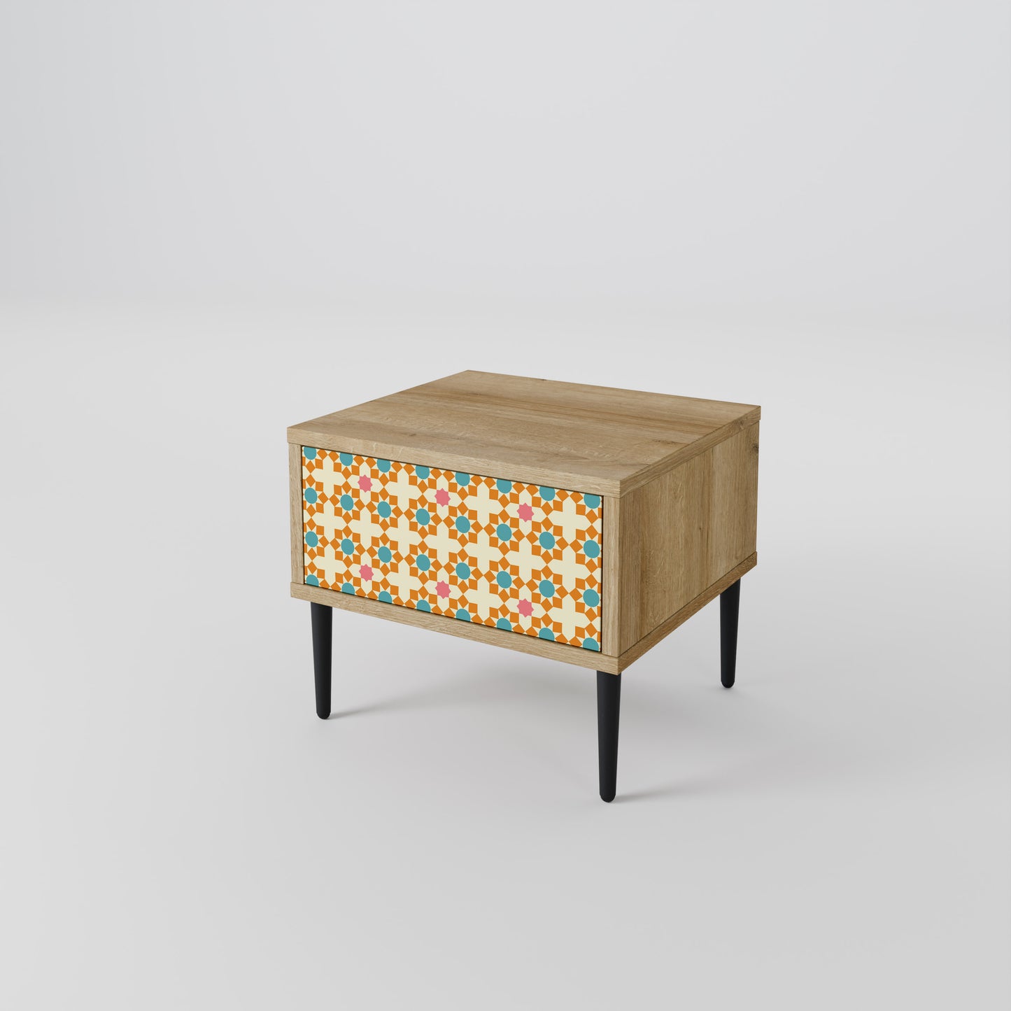 FLORAL DECOR Nightstand in Oak Effect