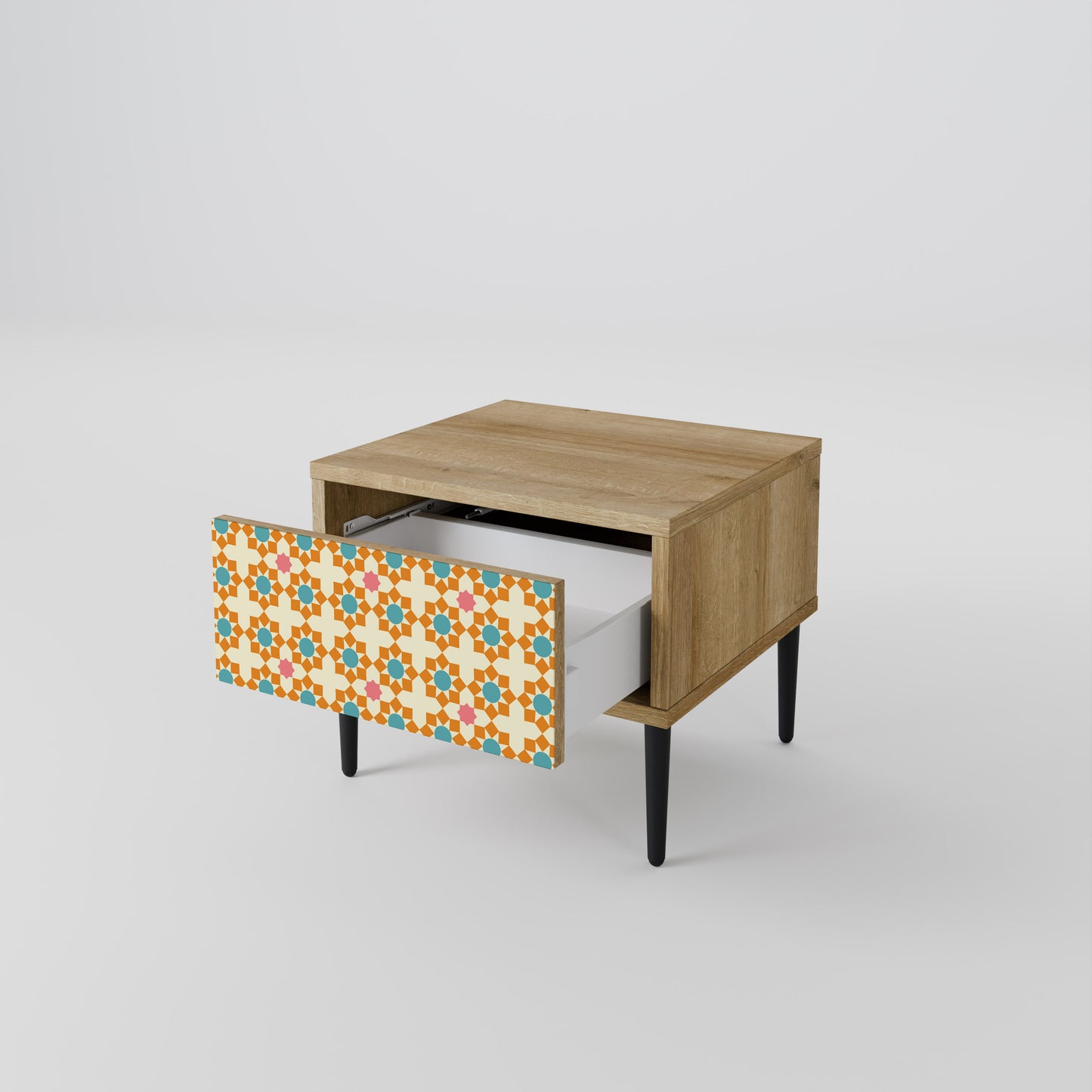 FLORAL DECOR Nightstand in Oak Effect