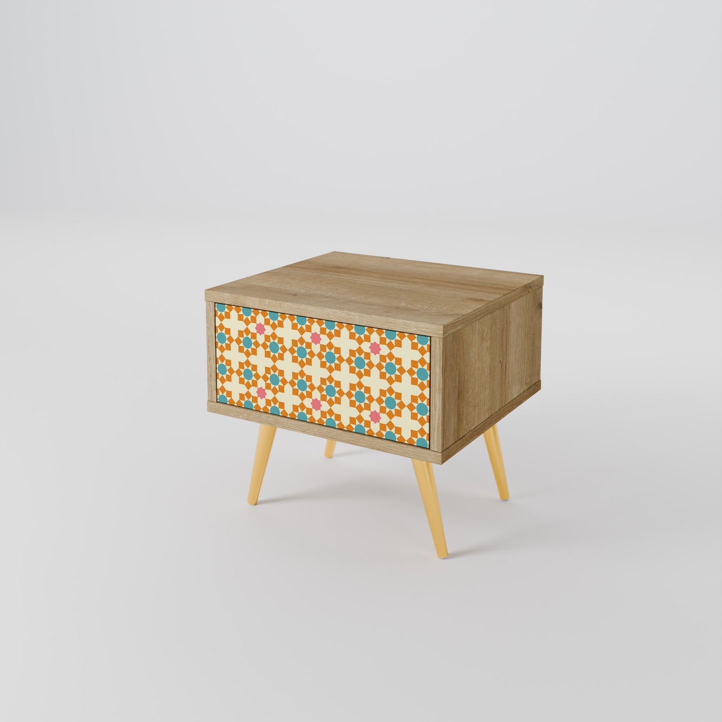 FLORAL DECOR Nightstand in Oak Effect