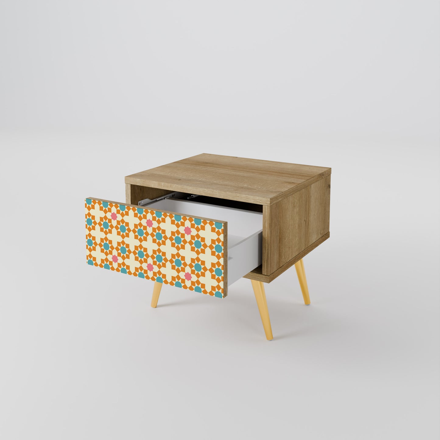 FLORAL DECOR Nightstand in Oak Effect