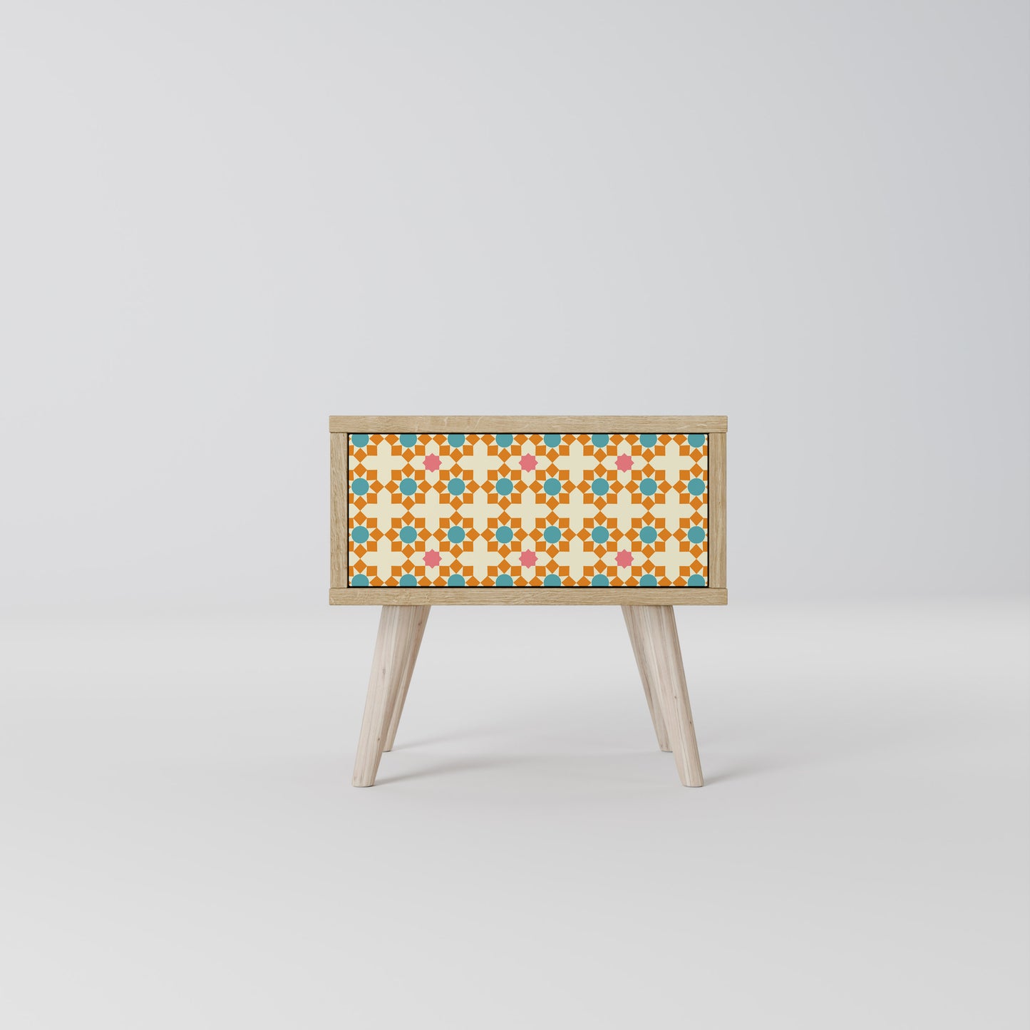 FLORAL DECOR Nightstand in Oak Effect