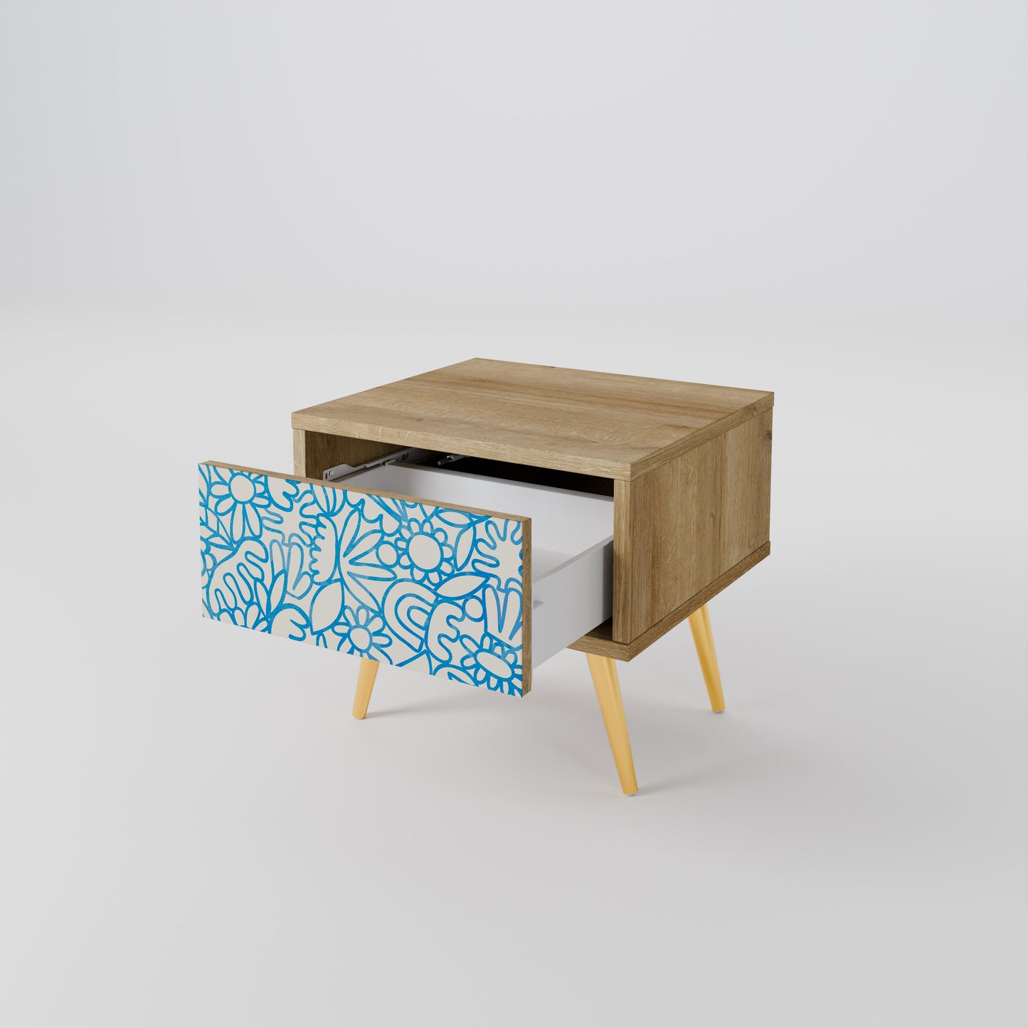 BLOOMY MORNING Nightstand in Oak Effect