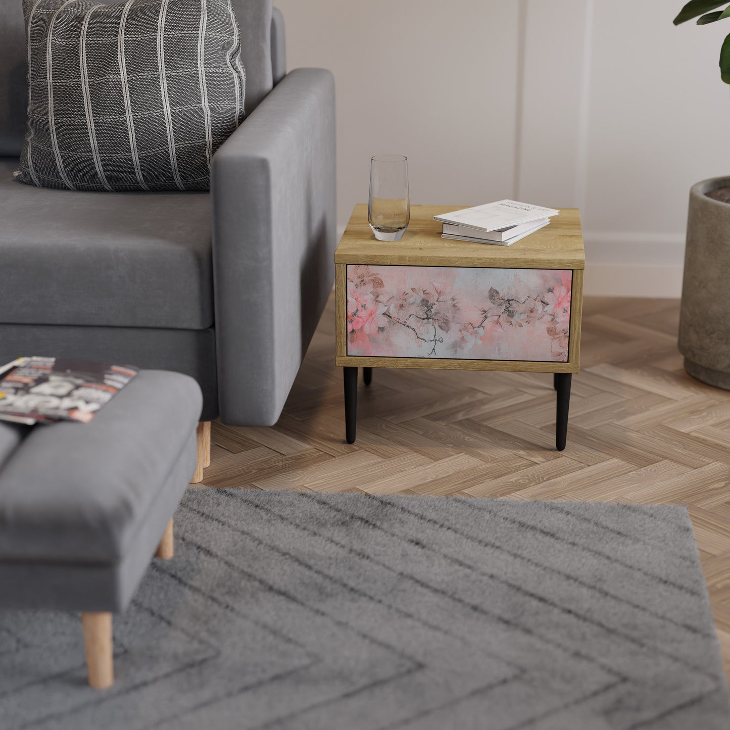CHERRY BLOSSOM Nightstand in Oak Effect
