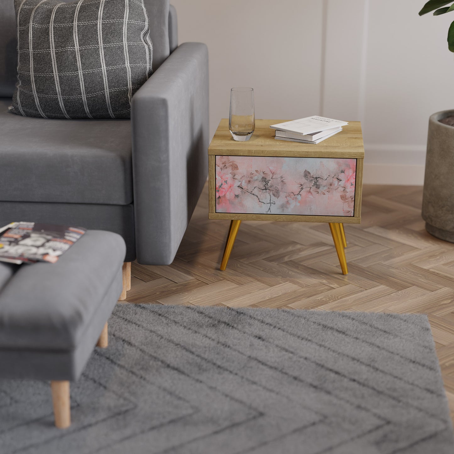 CHERRY BLOSSOM Nightstand in Oak Effect