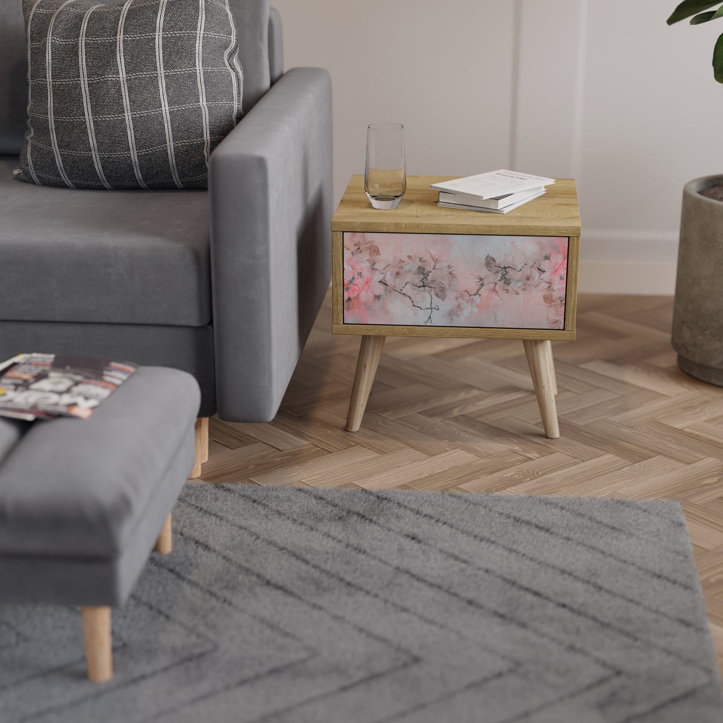 CHERRY BLOSSOM Nightstand in Oak Effect
