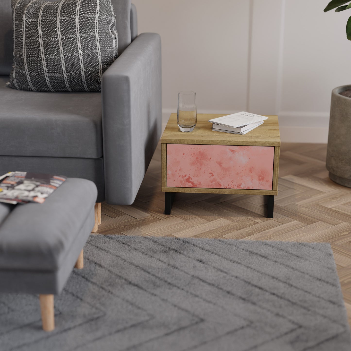 CRANE DANCE Nightstand in Oak Effect