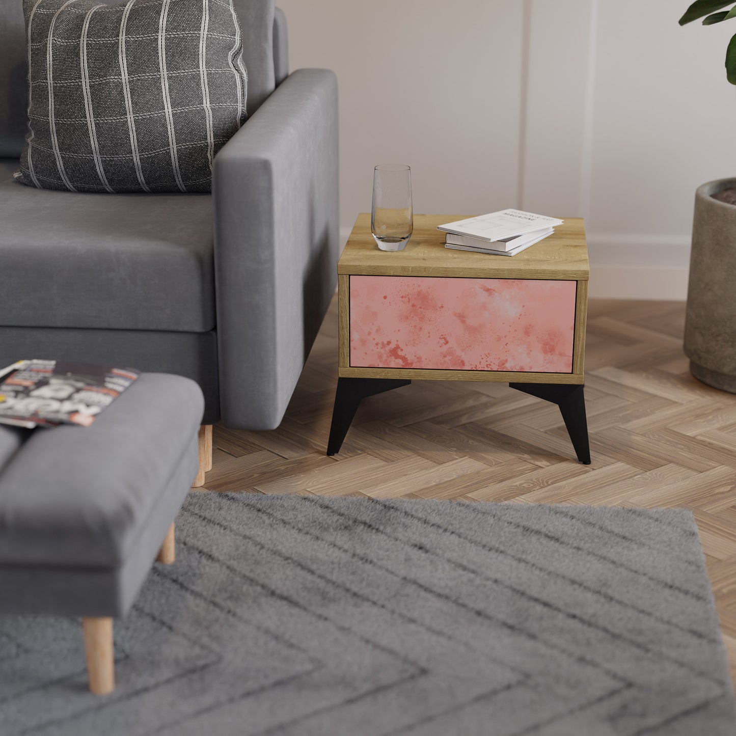 CRANE DANCE Nightstand in Oak Effect