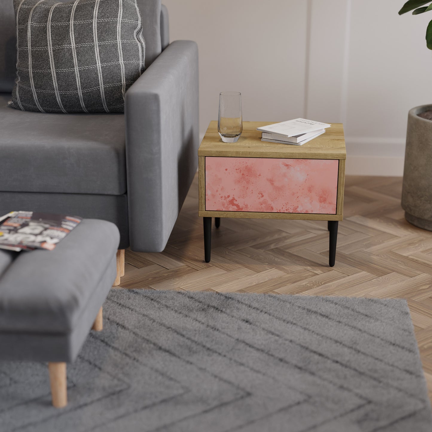 CRANE DANCE Nightstand in Oak Effect