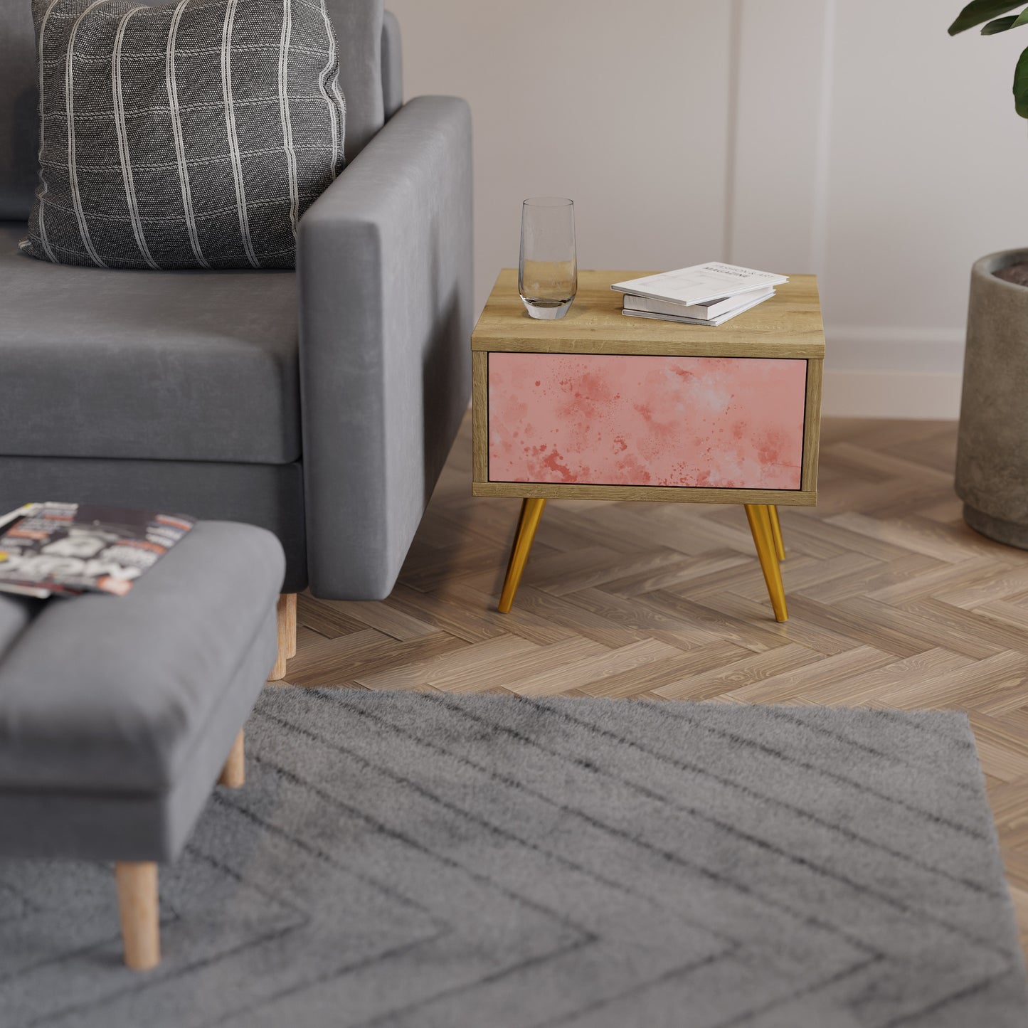 CRANE DANCE Nightstand in Oak Effect