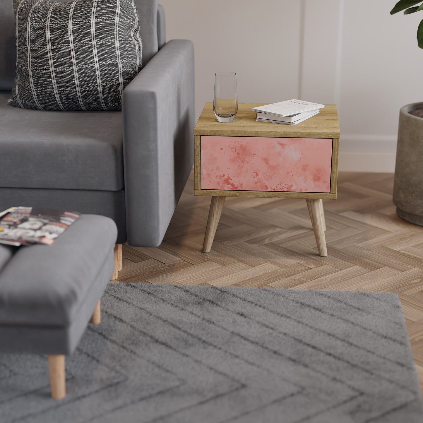 CRANE DANCE Nightstand in Oak Effect