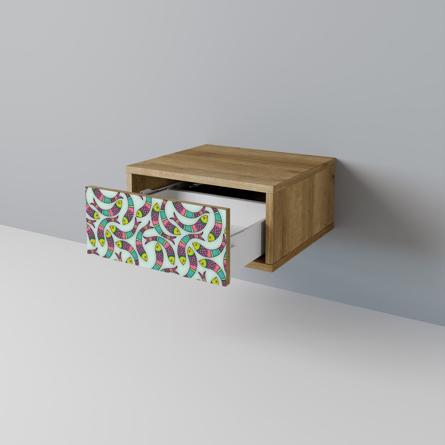 INDIAN FISH Nightstand in Oak Effect