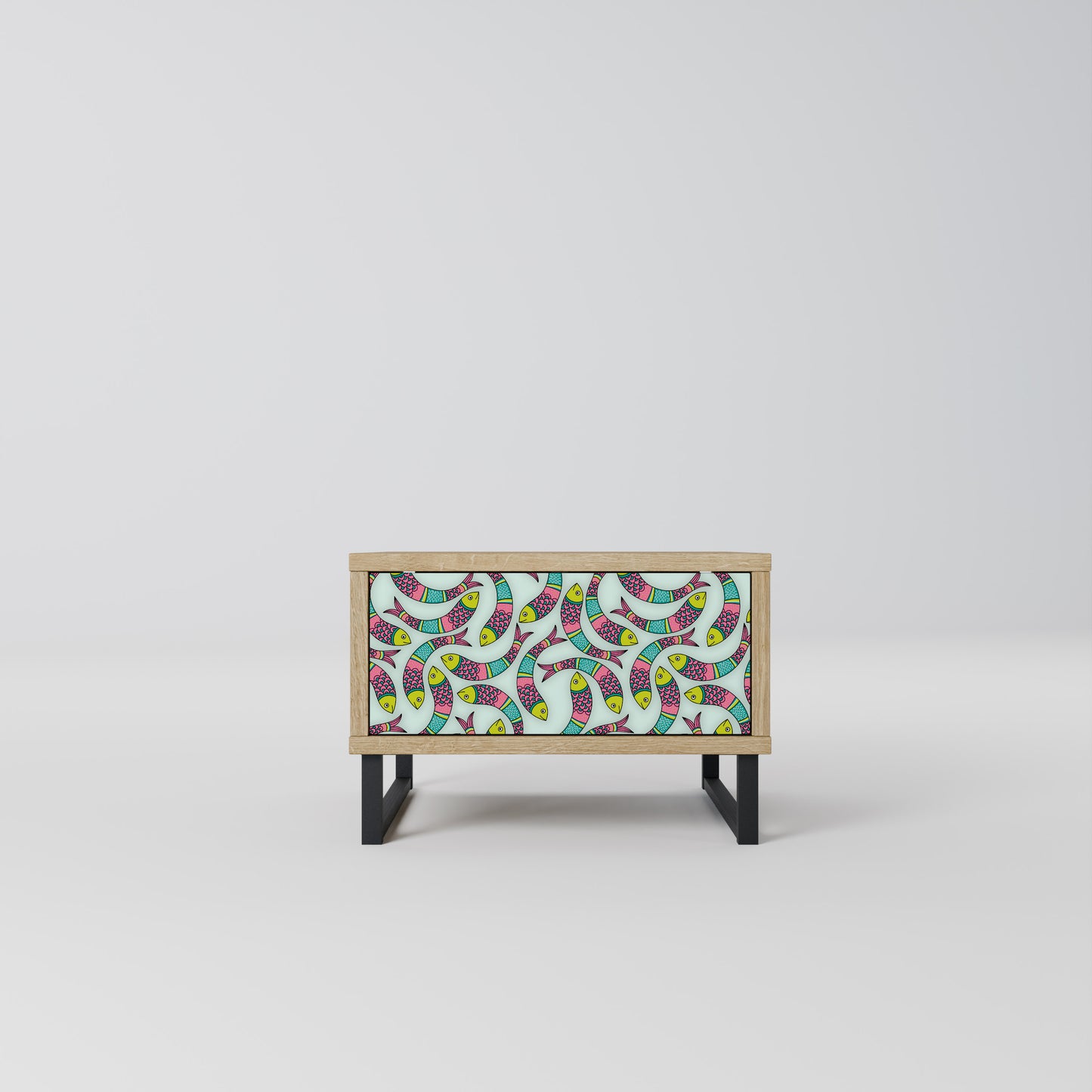 INDIAN FISH Nightstand in Oak Effect