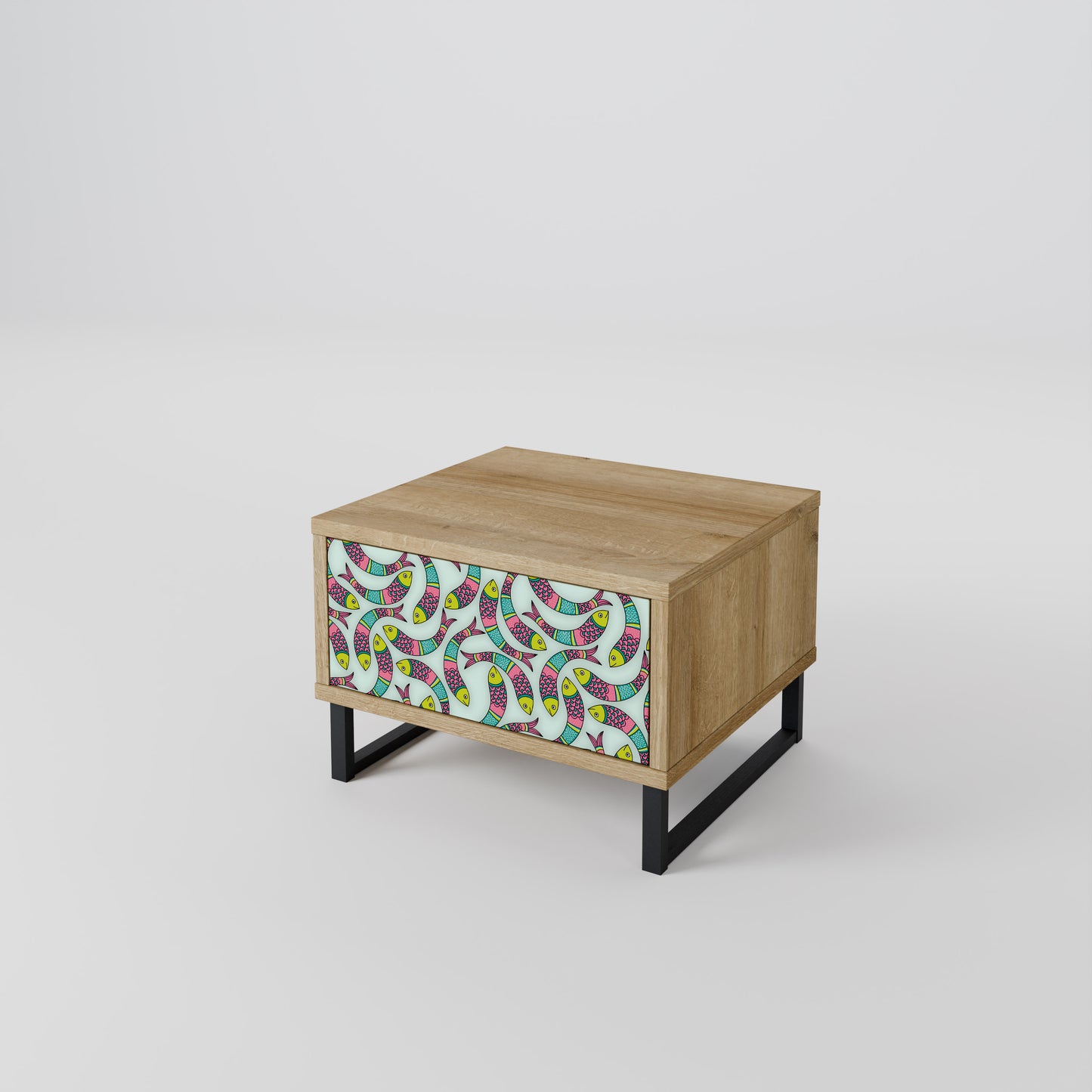 INDIAN FISH Nightstand in Oak Effect