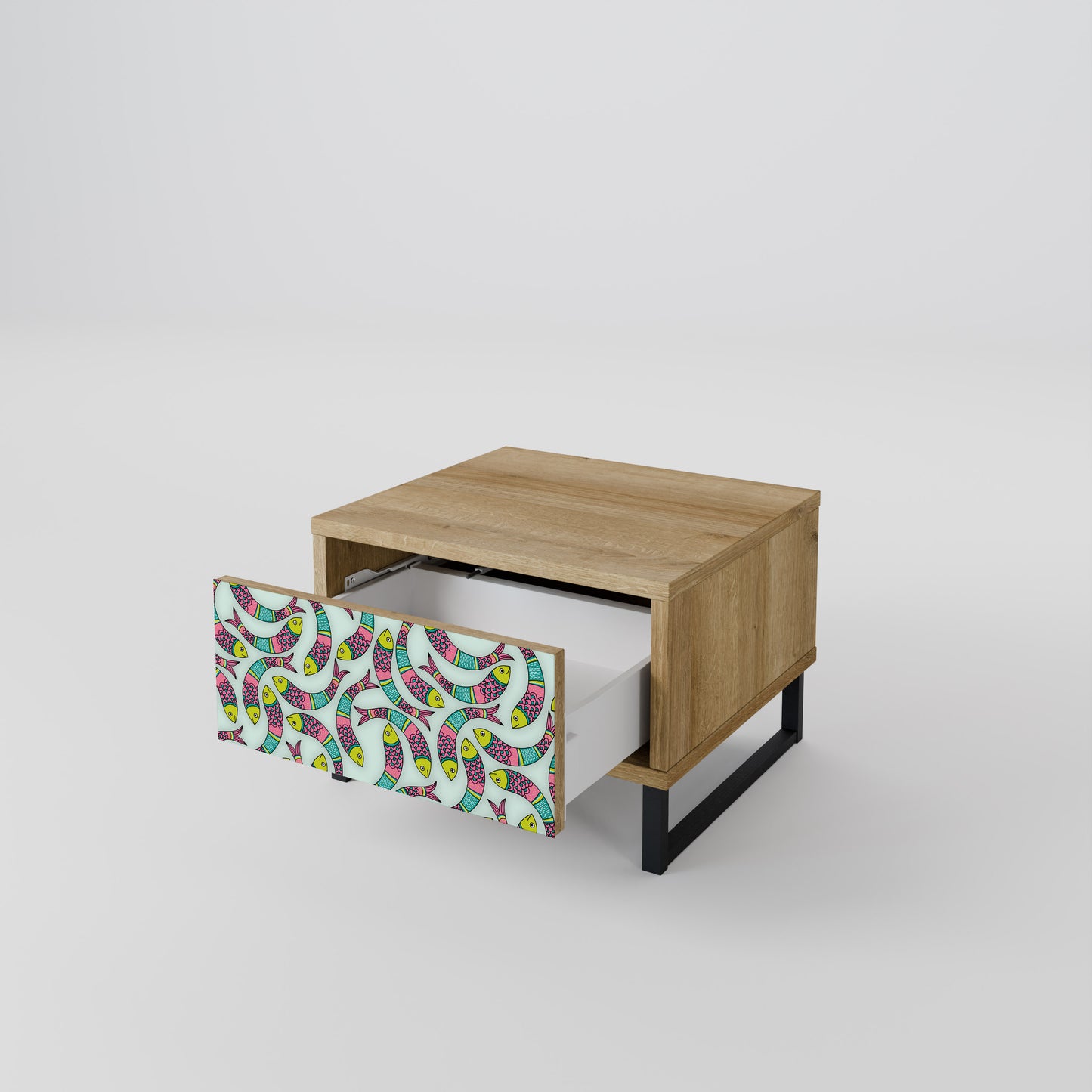 INDIAN FISH Nightstand in Oak Effect