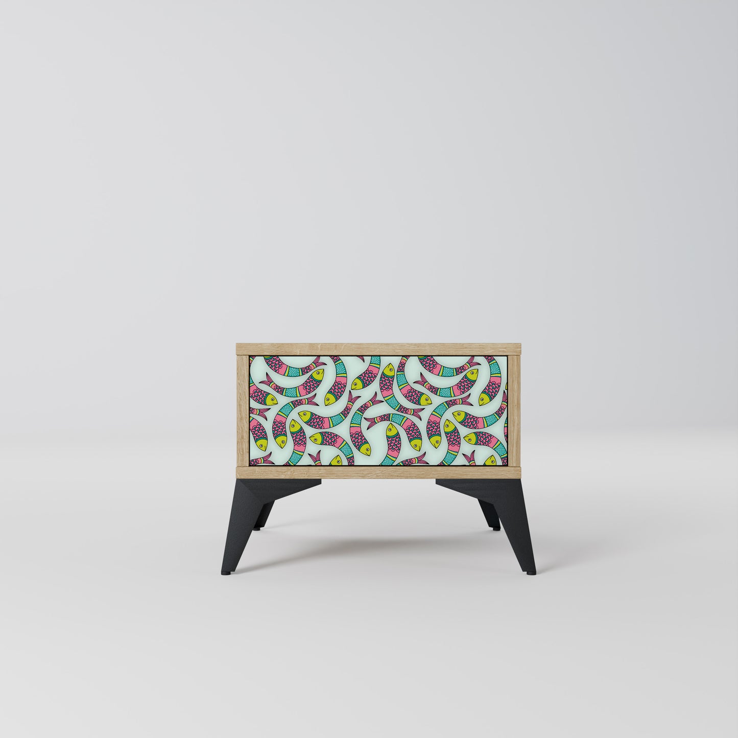 INDIAN FISH Nightstand in Oak Effect