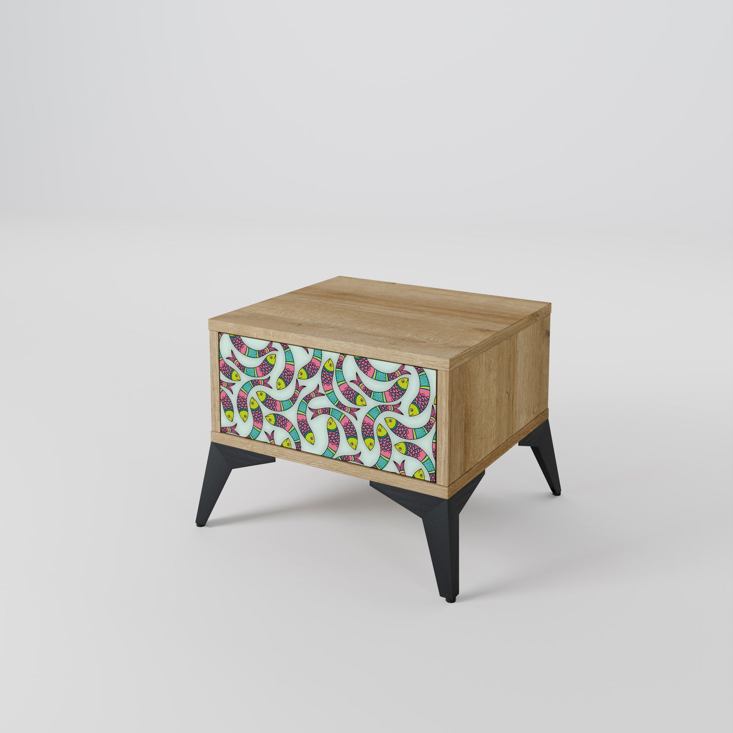 INDIAN FISH Nightstand in Oak Effect