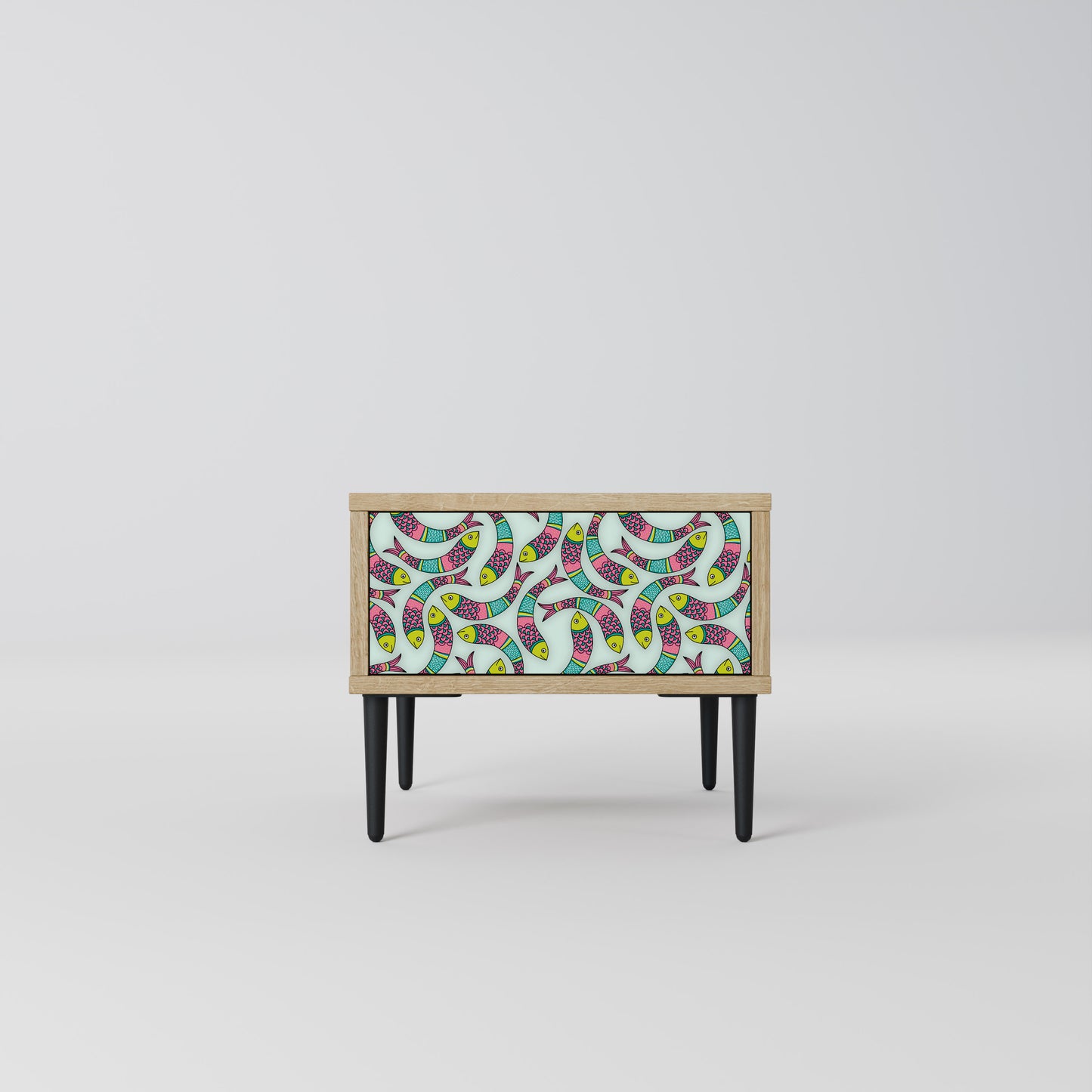 INDIAN FISH Nightstand in Oak Effect