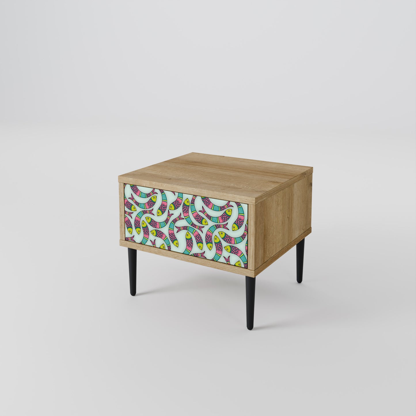 INDIAN FISH Nightstand in Oak Effect