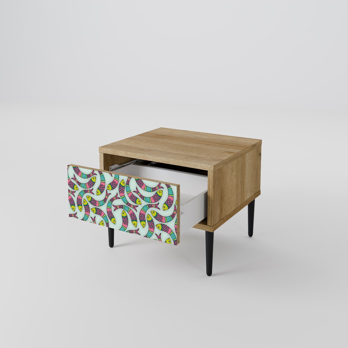 INDIAN FISH Nightstand in Oak Effect