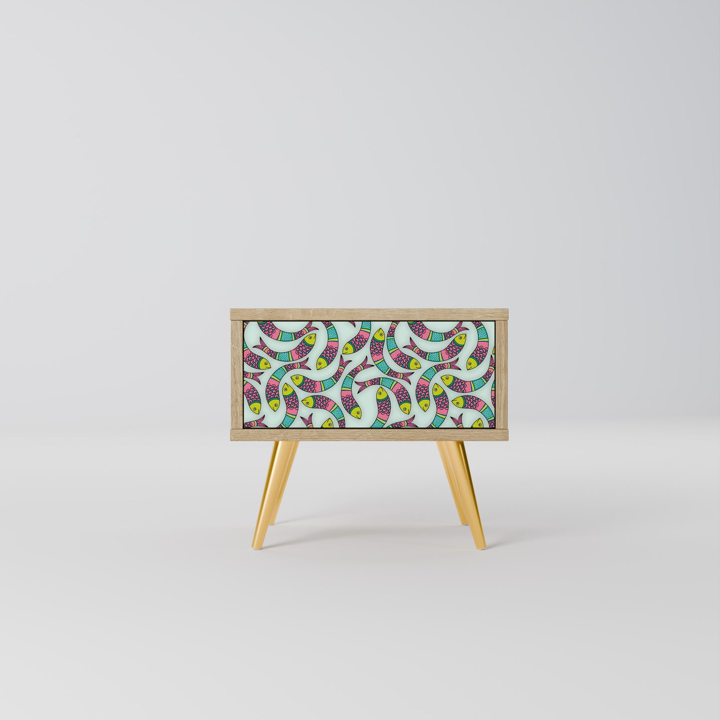 INDIAN FISH Nightstand in Oak Effect