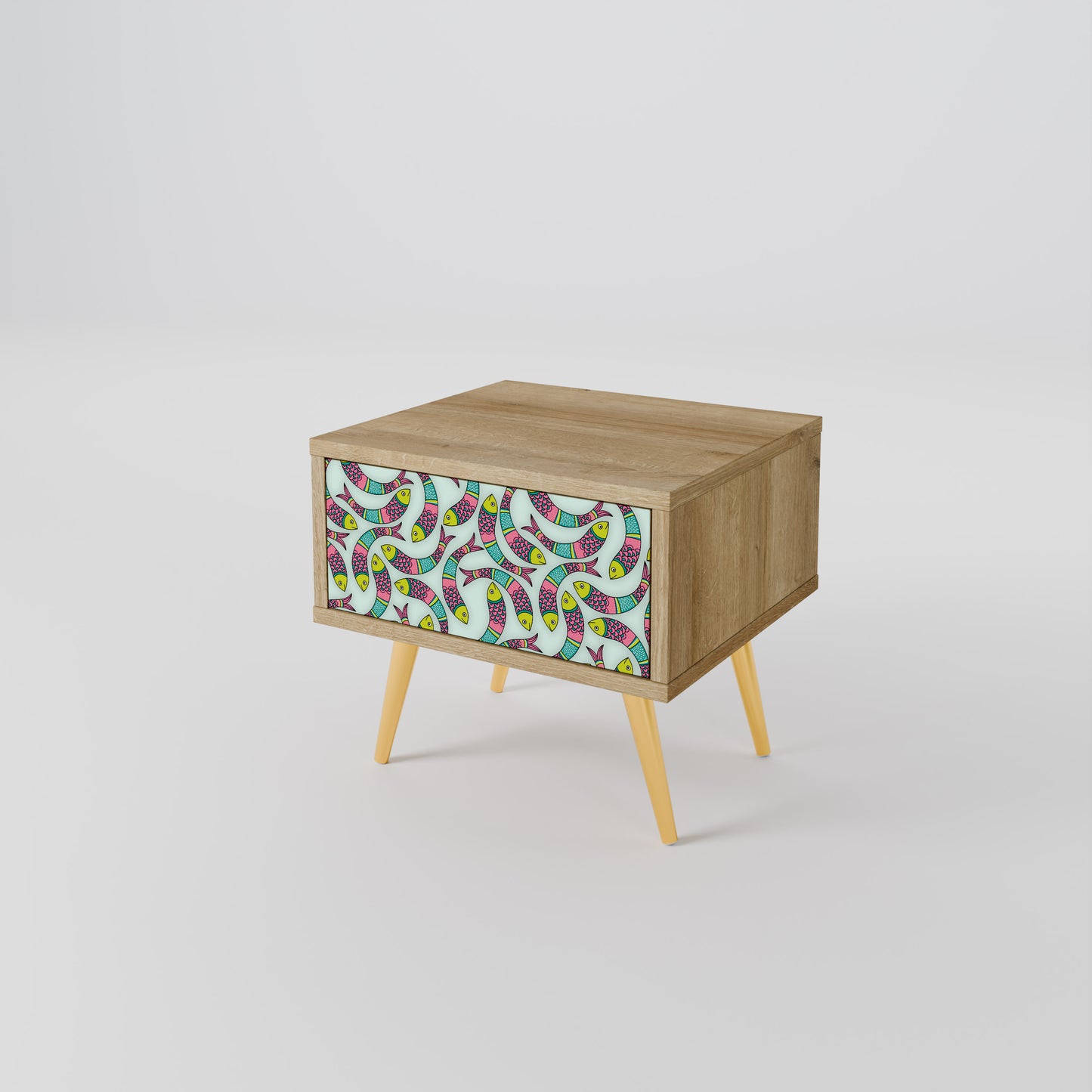INDIAN FISH Nightstand in Oak Effect
