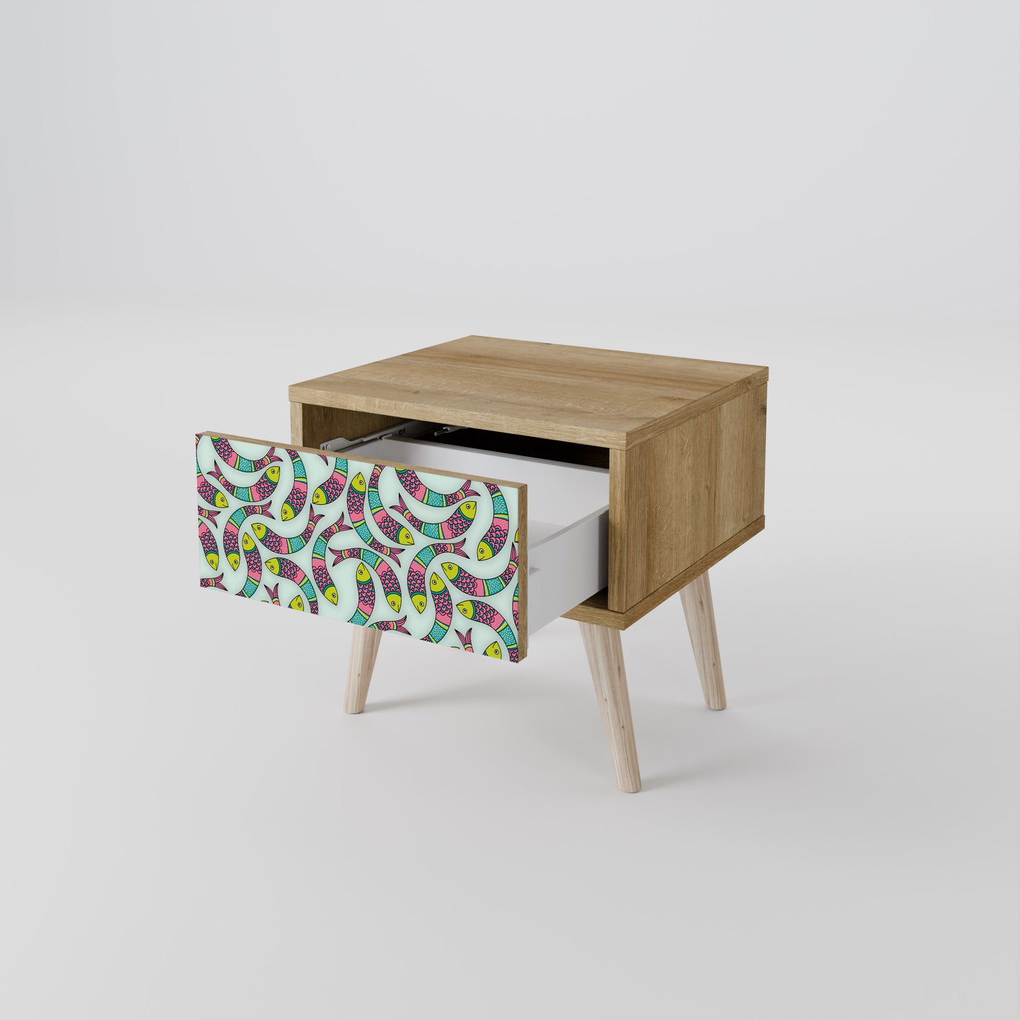 INDIAN FISH Nightstand in Oak Effect