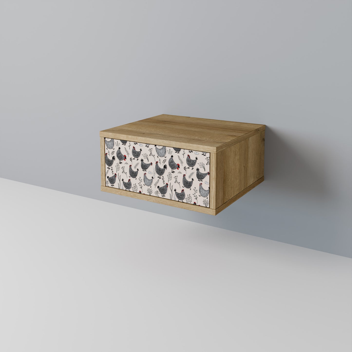 HAPPY HENS Nightstand in Oak Effect
