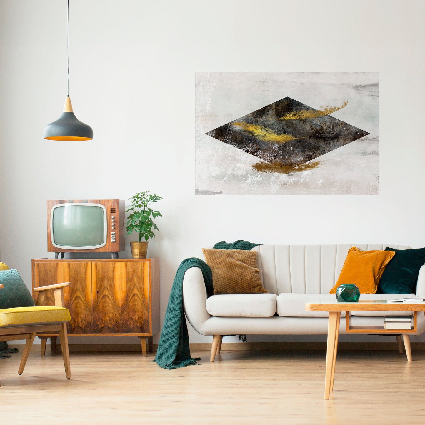 FALLANDE LJUSHET Horisontell Poster med självhäftande text