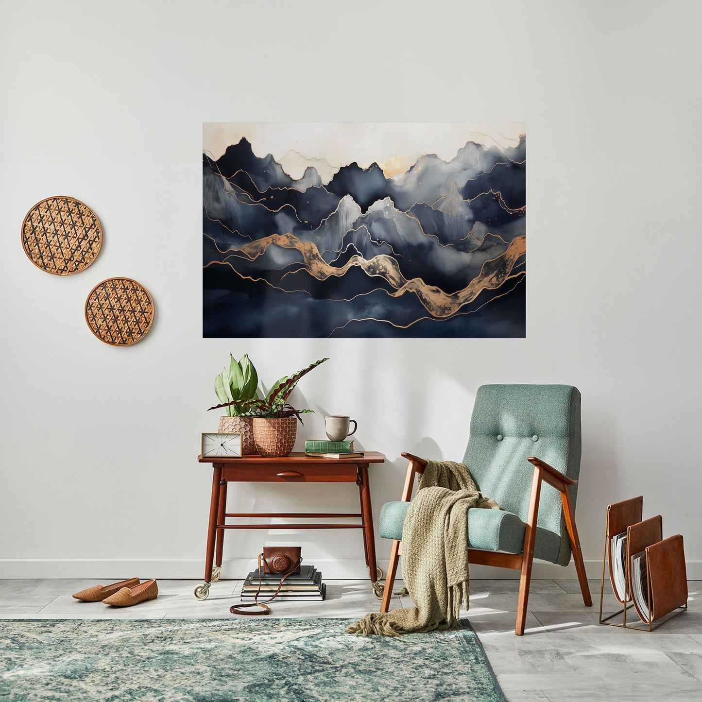 GYLLENE ALPINSKA LYCKA Horisontell Poster med självhäftande text