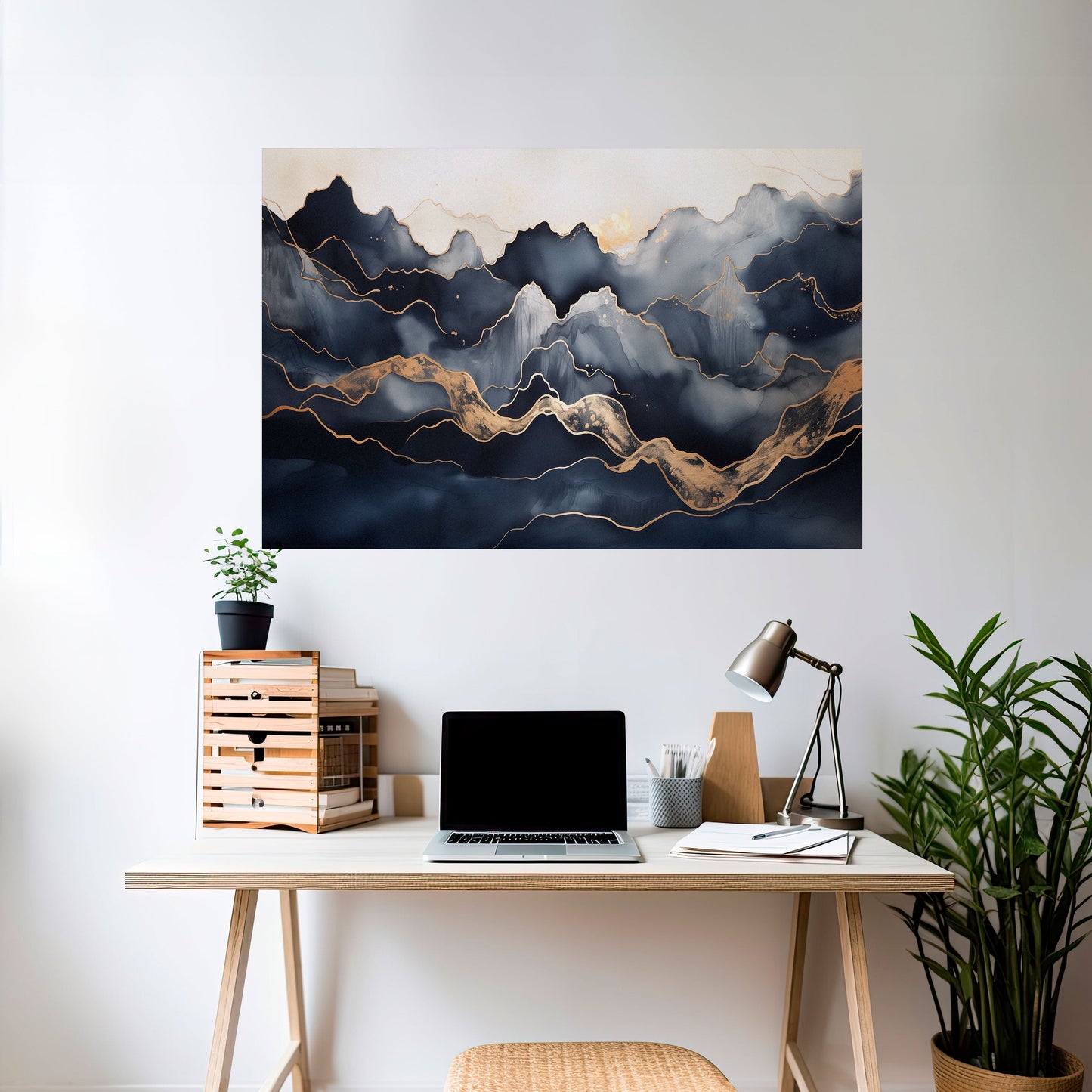 GYLLENE ALPINSKA LYCKA Horisontell Poster med självhäftande text