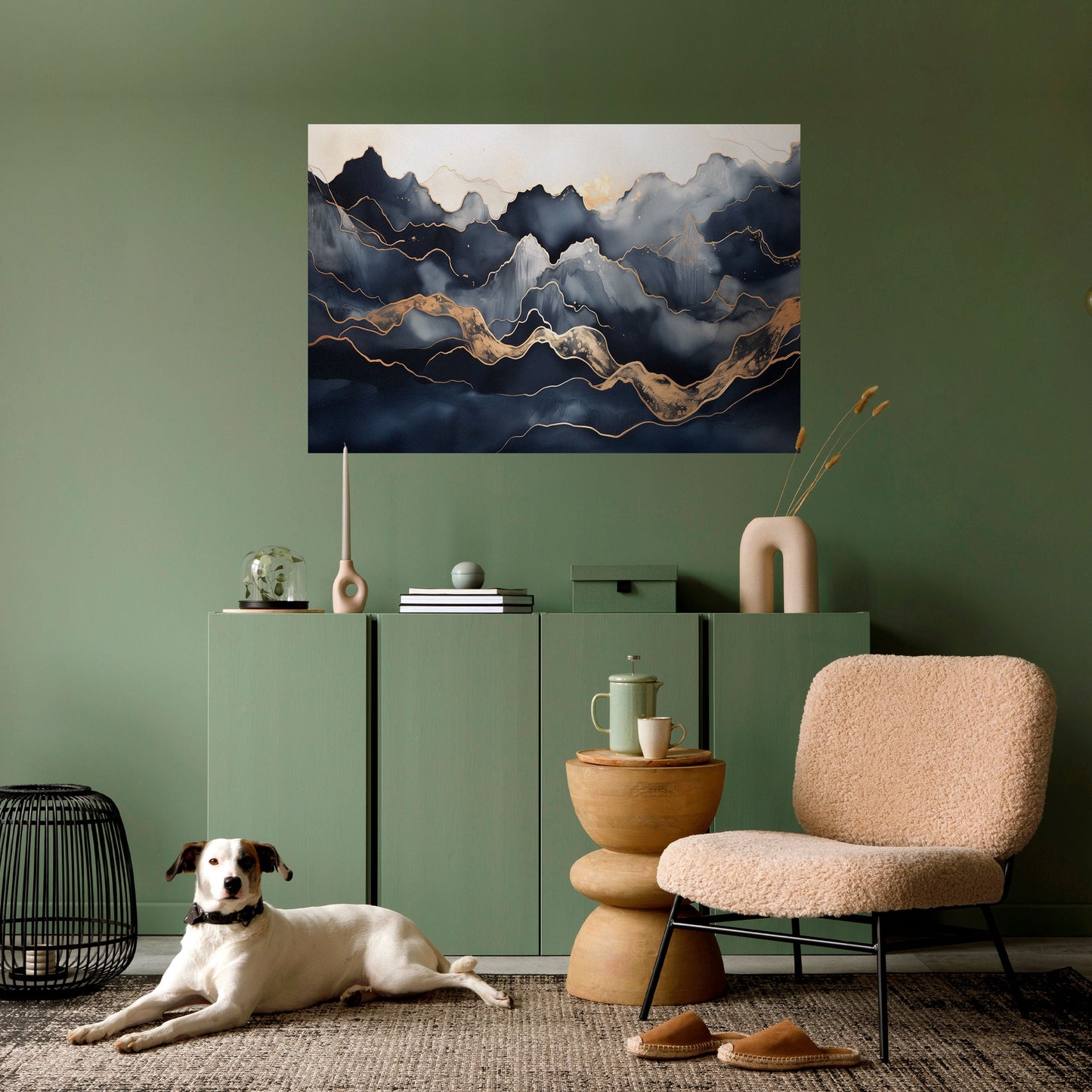 GYLLENE ALPINSKA LYCKA Horisontell Poster med självhäftande text