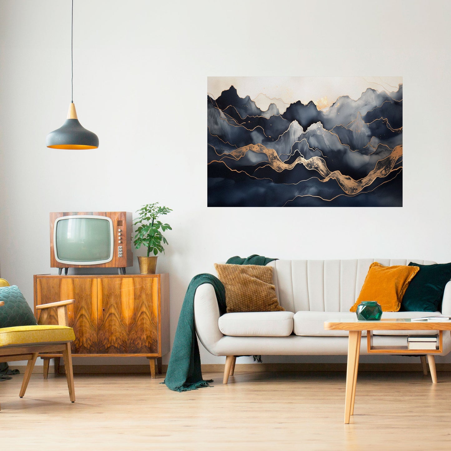 GYLLENE ALPINSKA LYCKA Horisontell Poster med självhäftande text