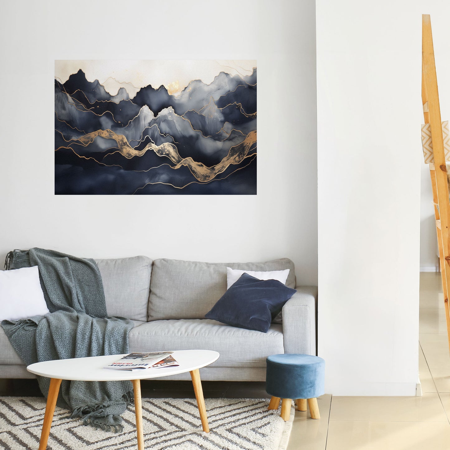 GYLLENE ALPINSKA LYCKA Horisontell Poster med självhäftande text