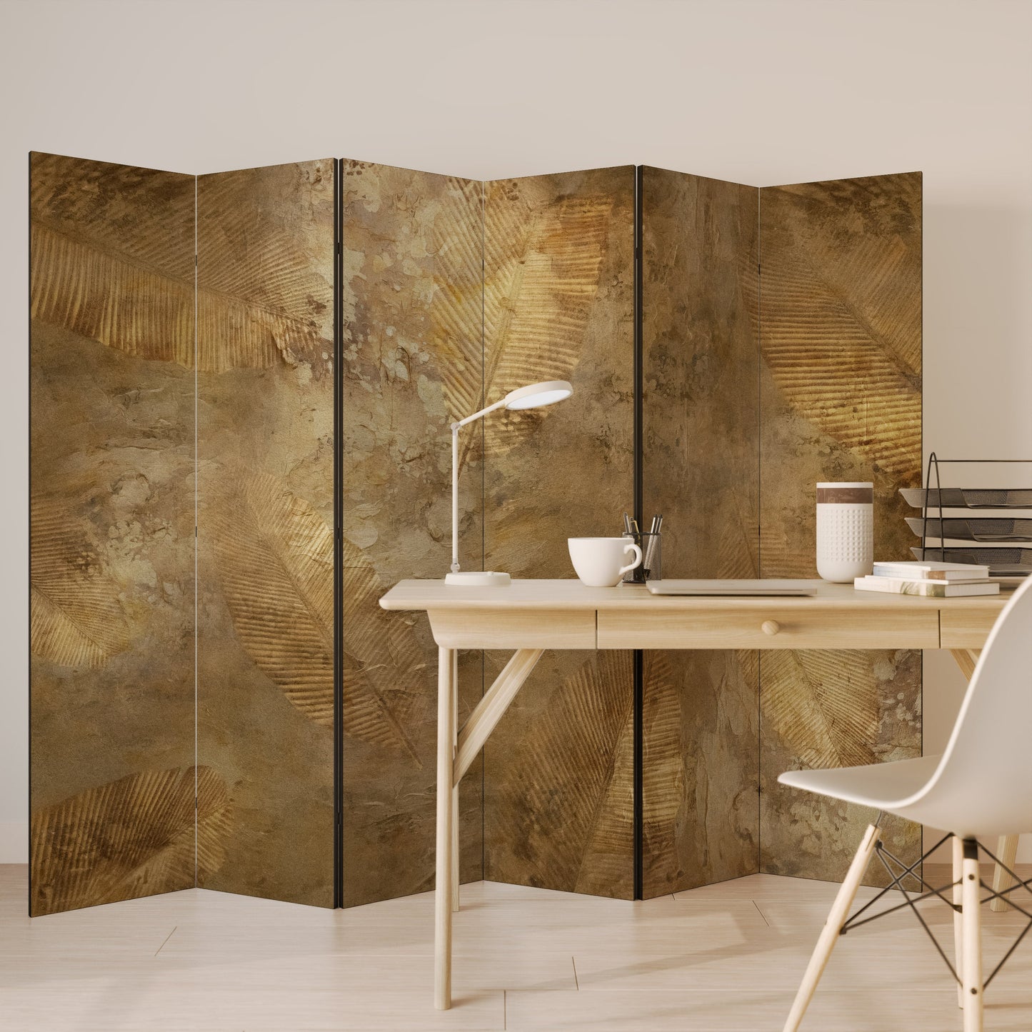 Dekorativ rumsavdelare med 6 paneler i GILDED LEAF CASCADE