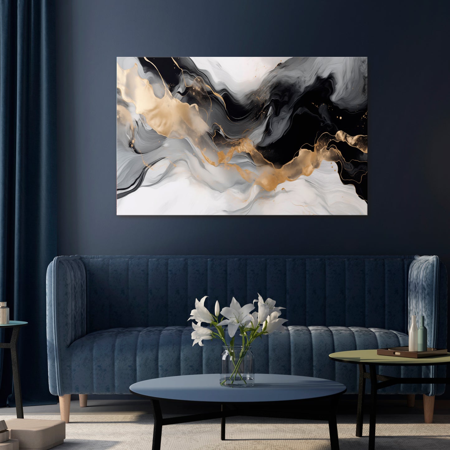 BLACK AND WHITE CONFLUENCE Horizontal Canvas Print