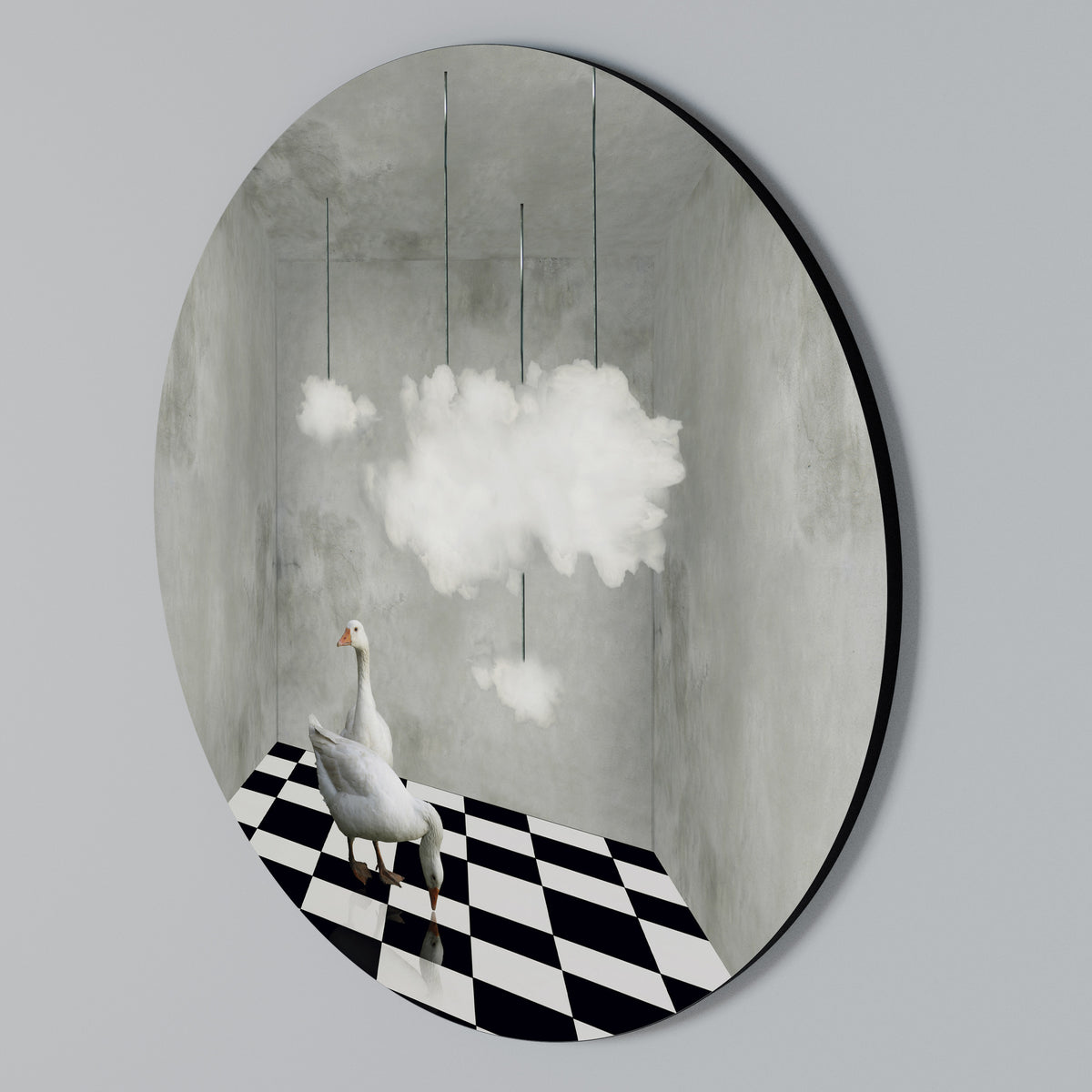 CHESS CLOUD SWAN Rund väggdekor