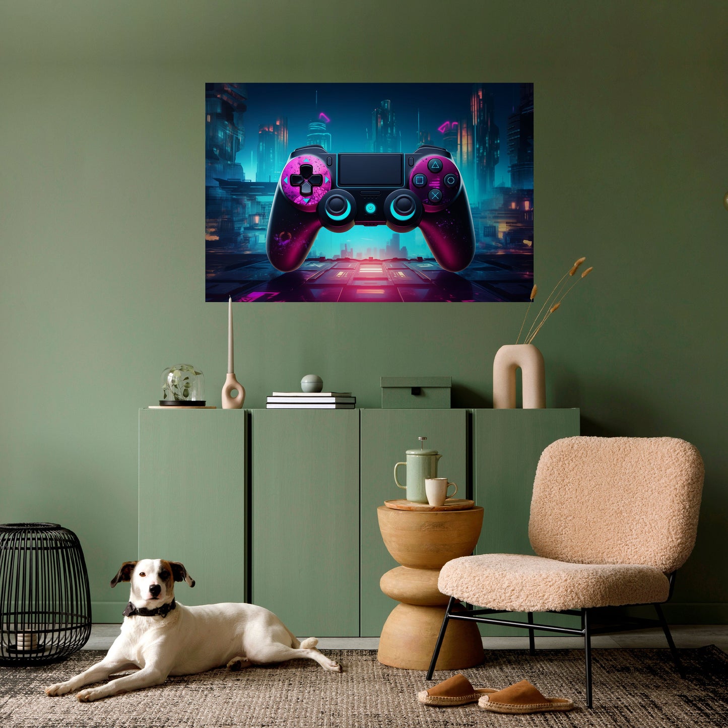SYNTHWAVE PAD horisontell affisch med självhäftande text