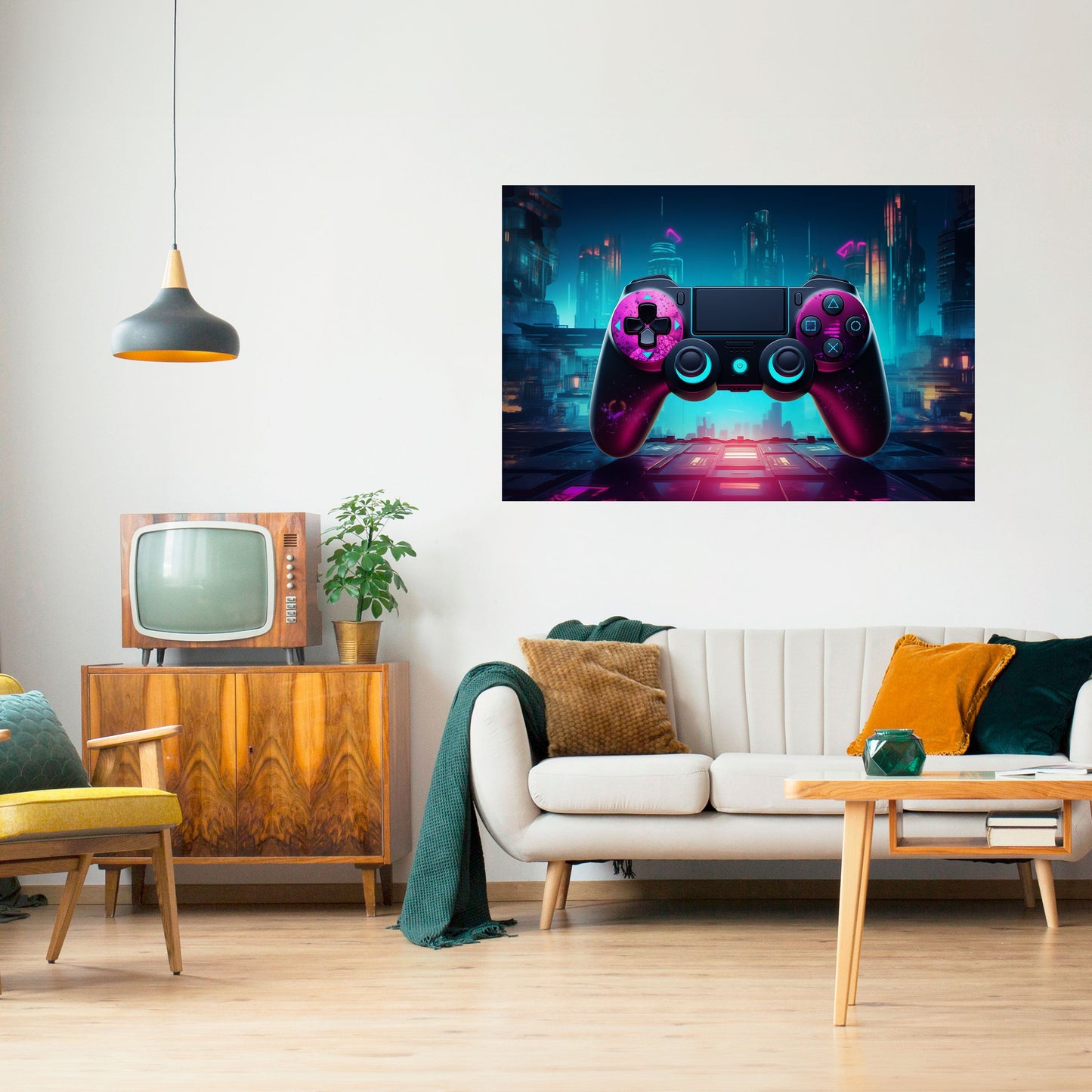 SYNTHWAVE PAD horisontell affisch med självhäftande text