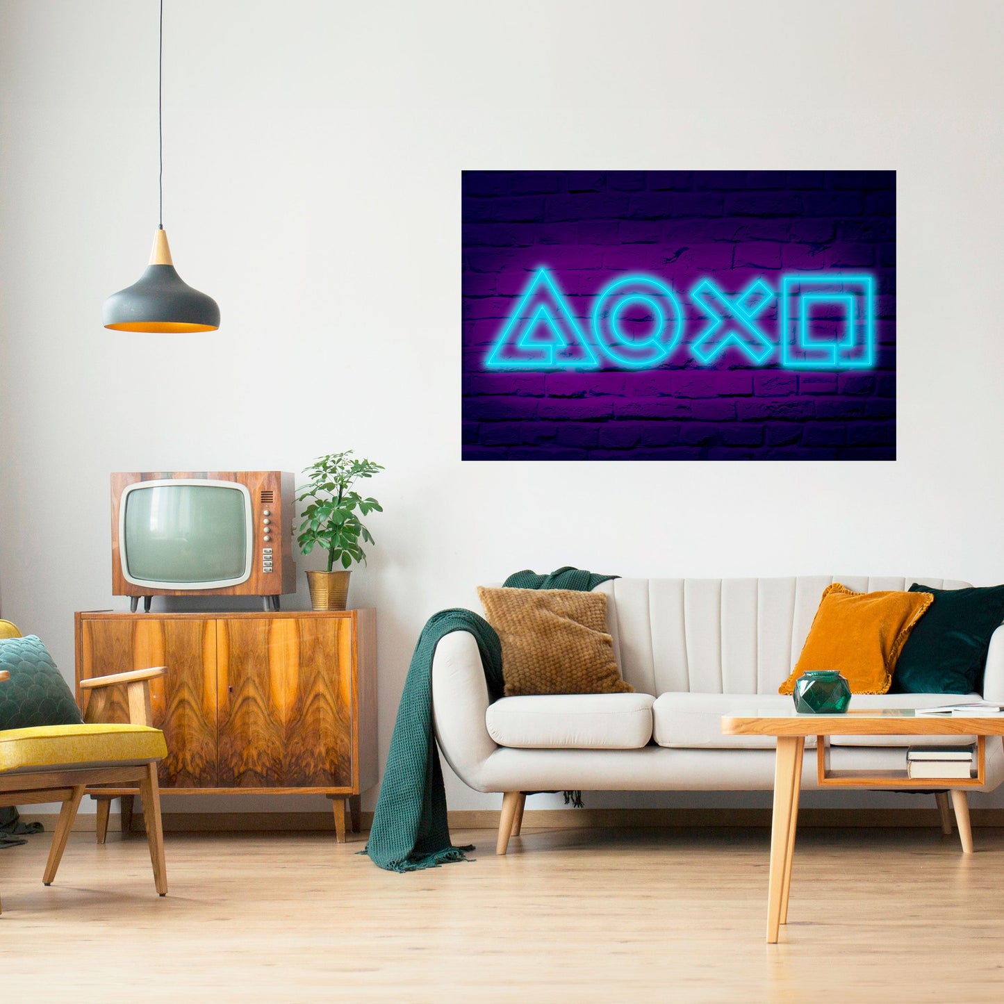 NEON PULSE GAMING horisontell affisch med självhäftande mönster