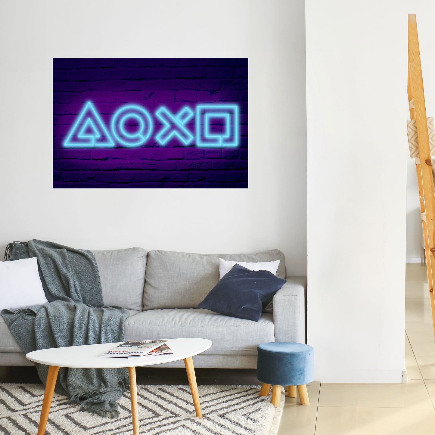 NEON PULSE GAMING horisontell affisch med självhäftande mönster