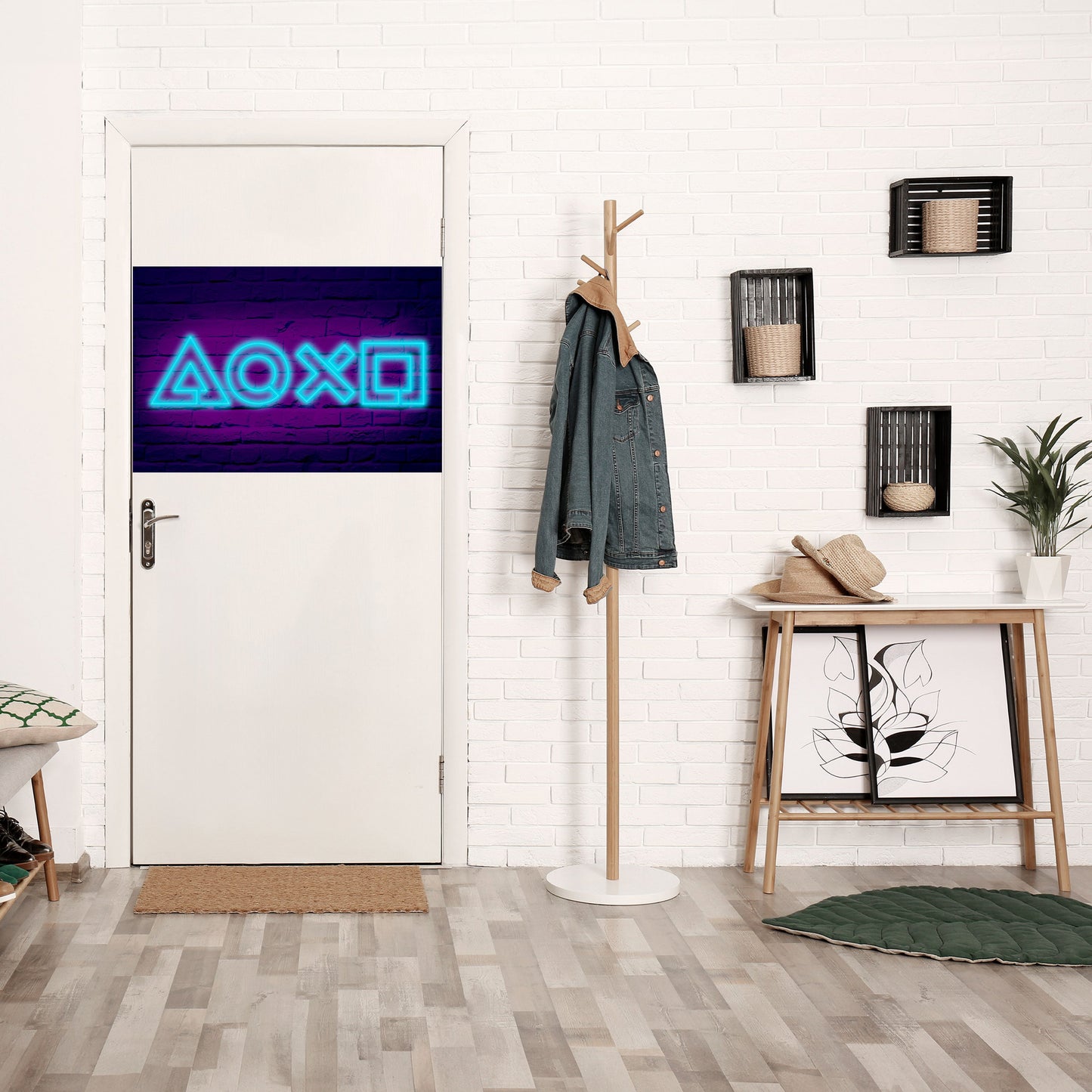 NEON PULSE GAMING horisontell affisch med självhäftande mönster