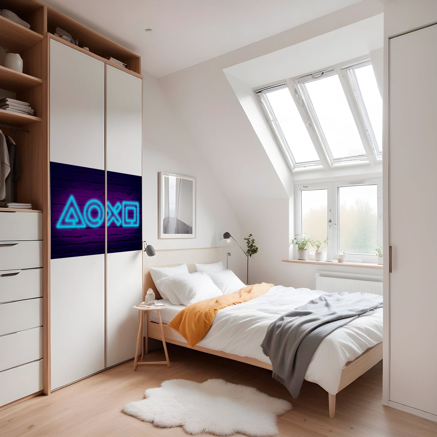 NEON PULSE GAMING horisontell affisch med självhäftande mönster