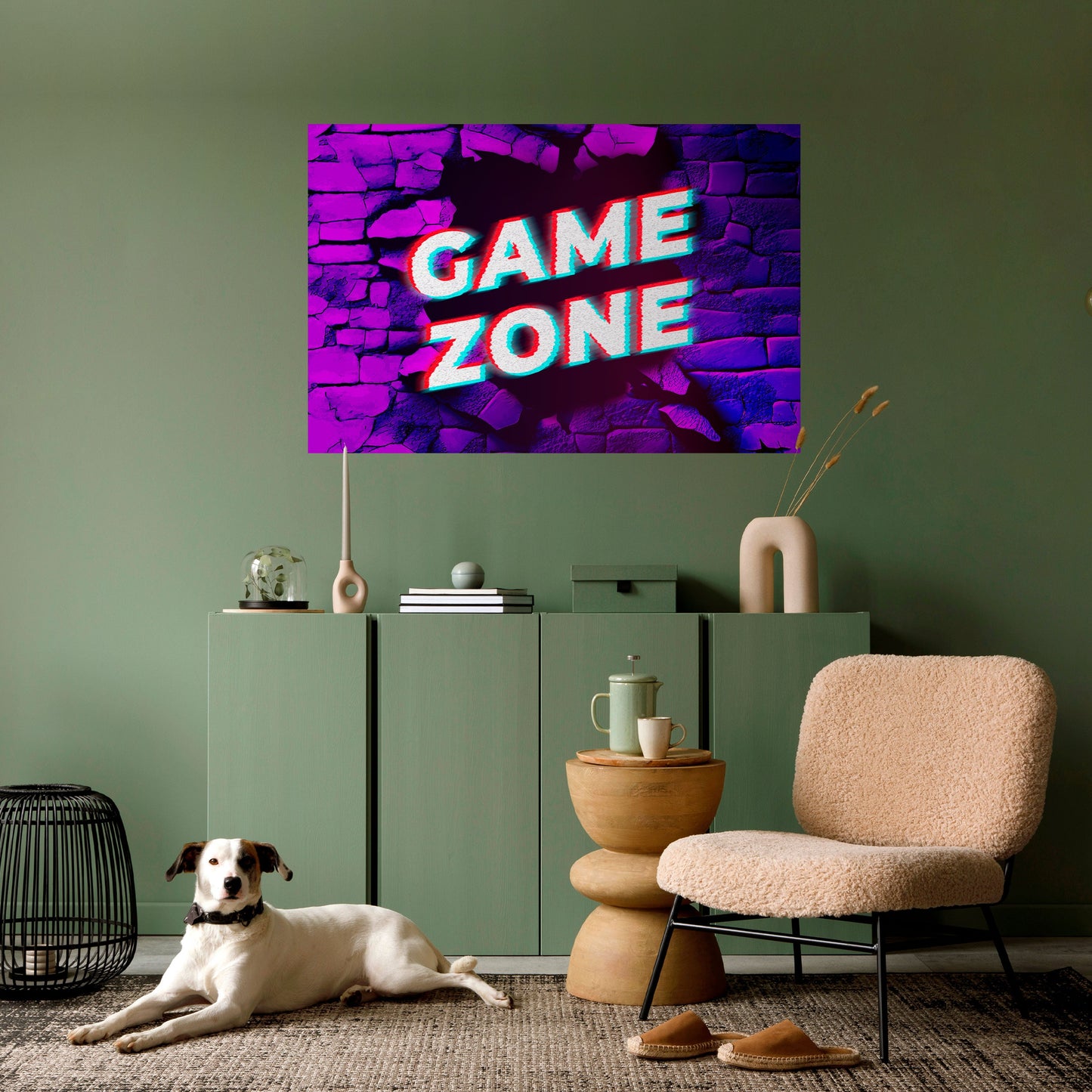 LUMINOUS GAME ZONE Horisontell affisch med självhäftande mönster
