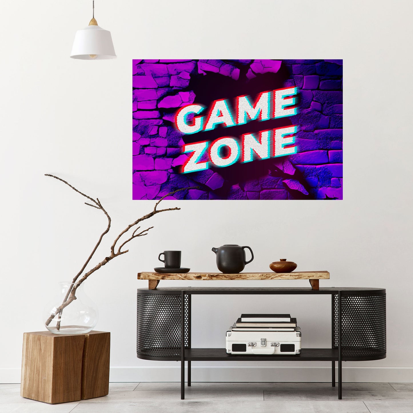 LUMINOUS GAME ZONE Horisontell affisch med självhäftande mönster