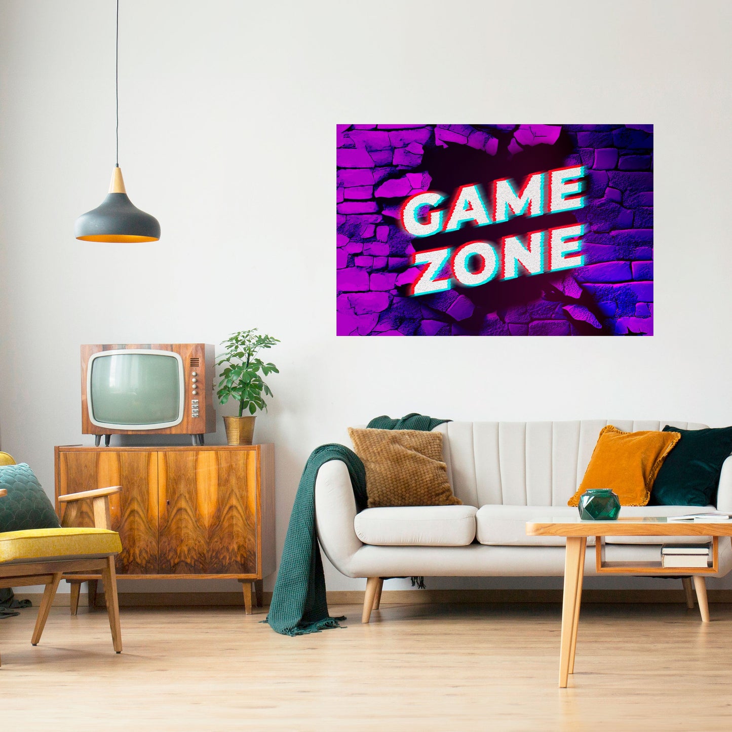 LUMINOUS GAME ZONE Horisontell affisch med självhäftande mönster