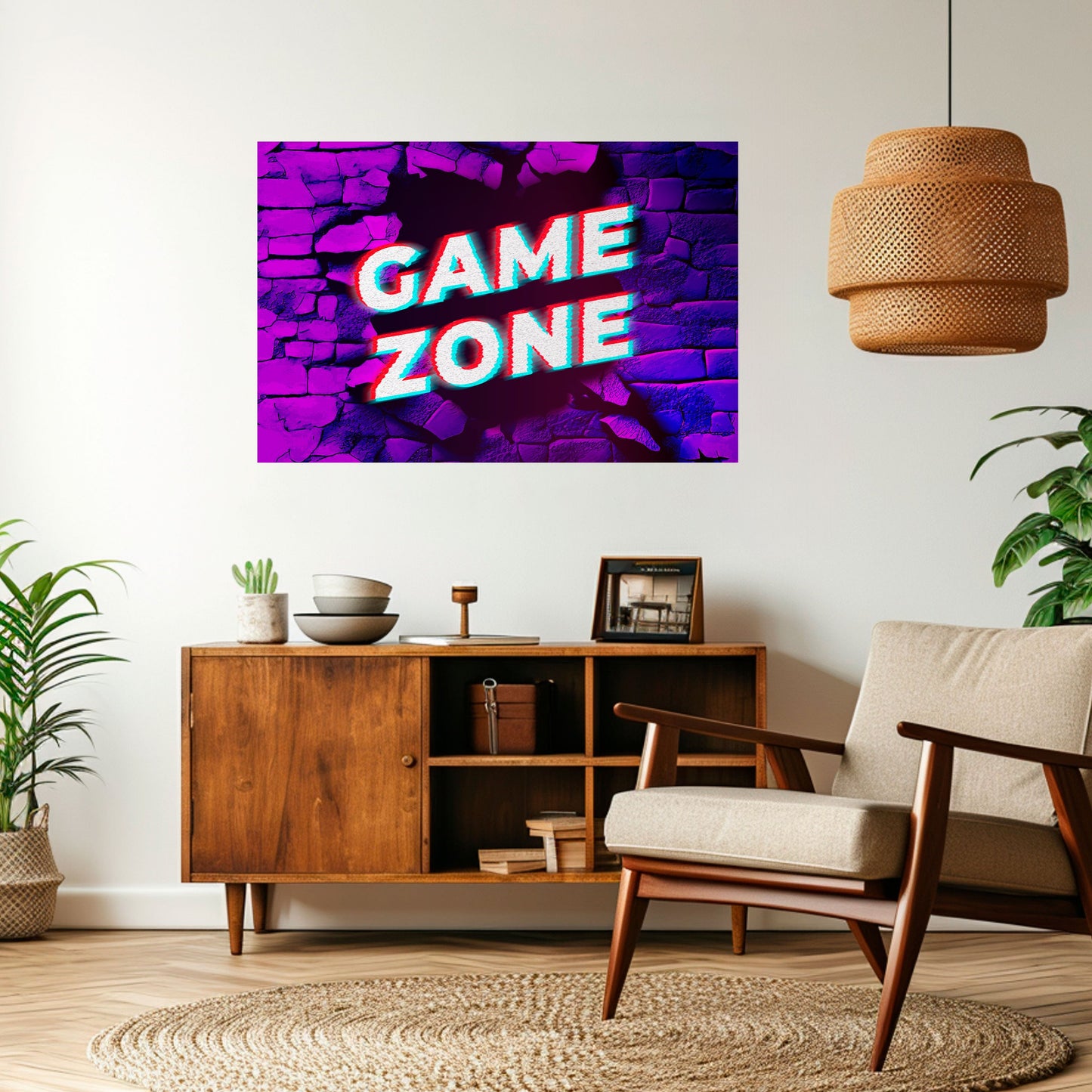 LUMINOUS GAME ZONE Horisontell affisch med självhäftande mönster