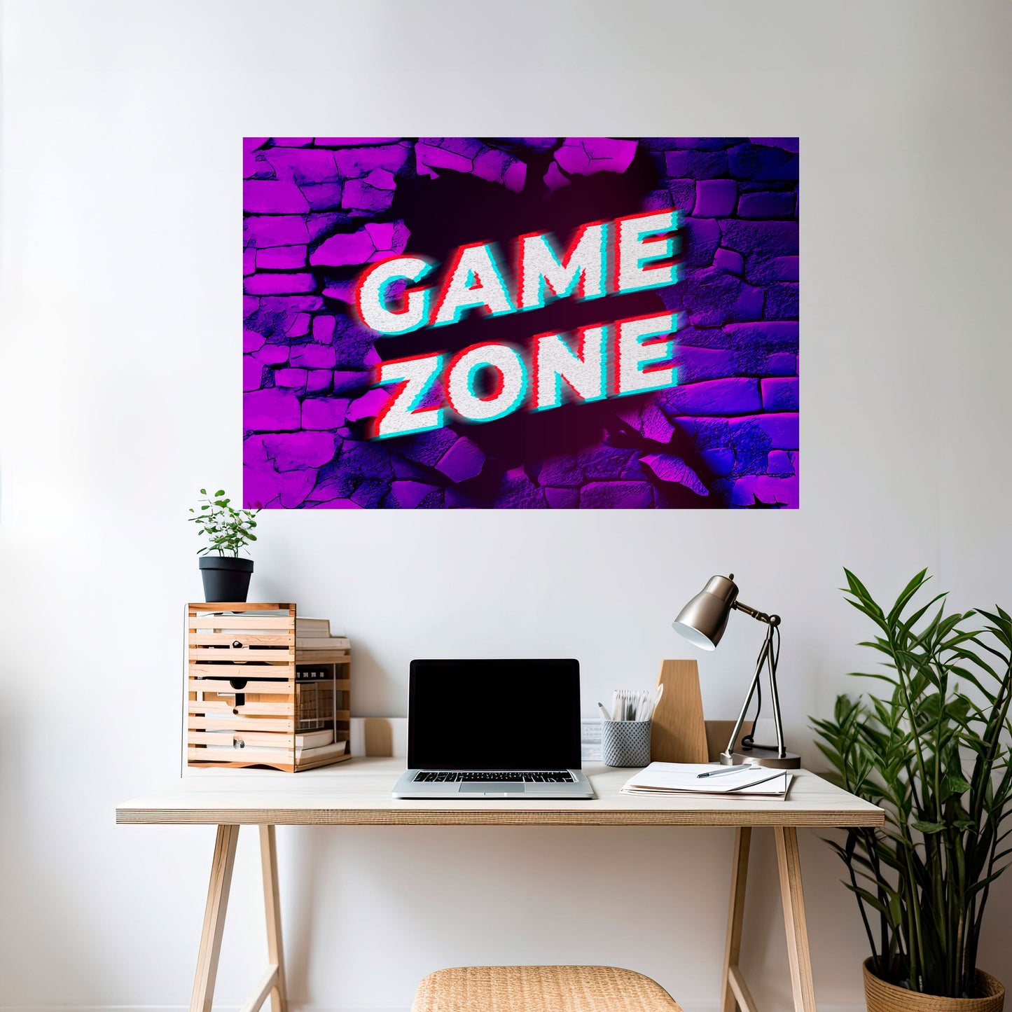 LUMINOUS GAME ZONE Horisontell affisch med självhäftande mönster