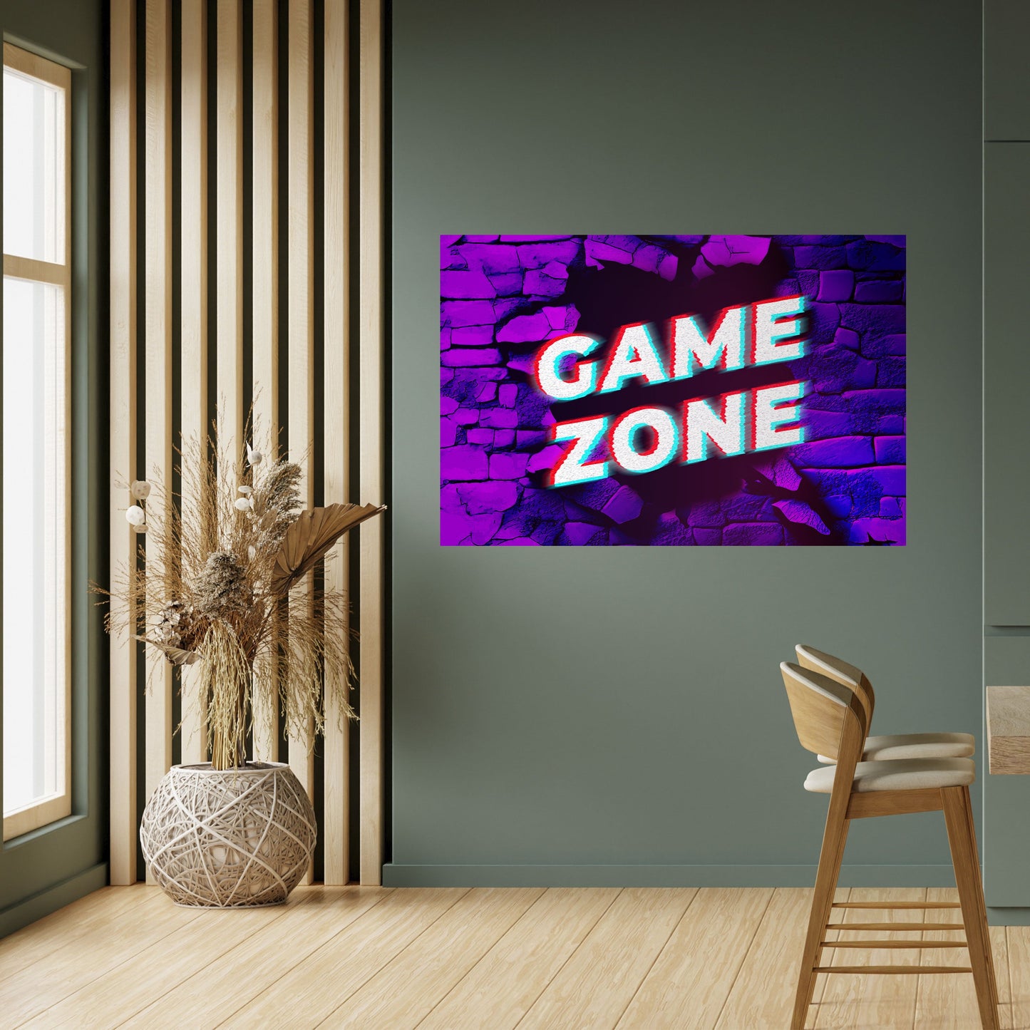 LUMINOUS GAME ZONE Horisontell affisch med självhäftande mönster