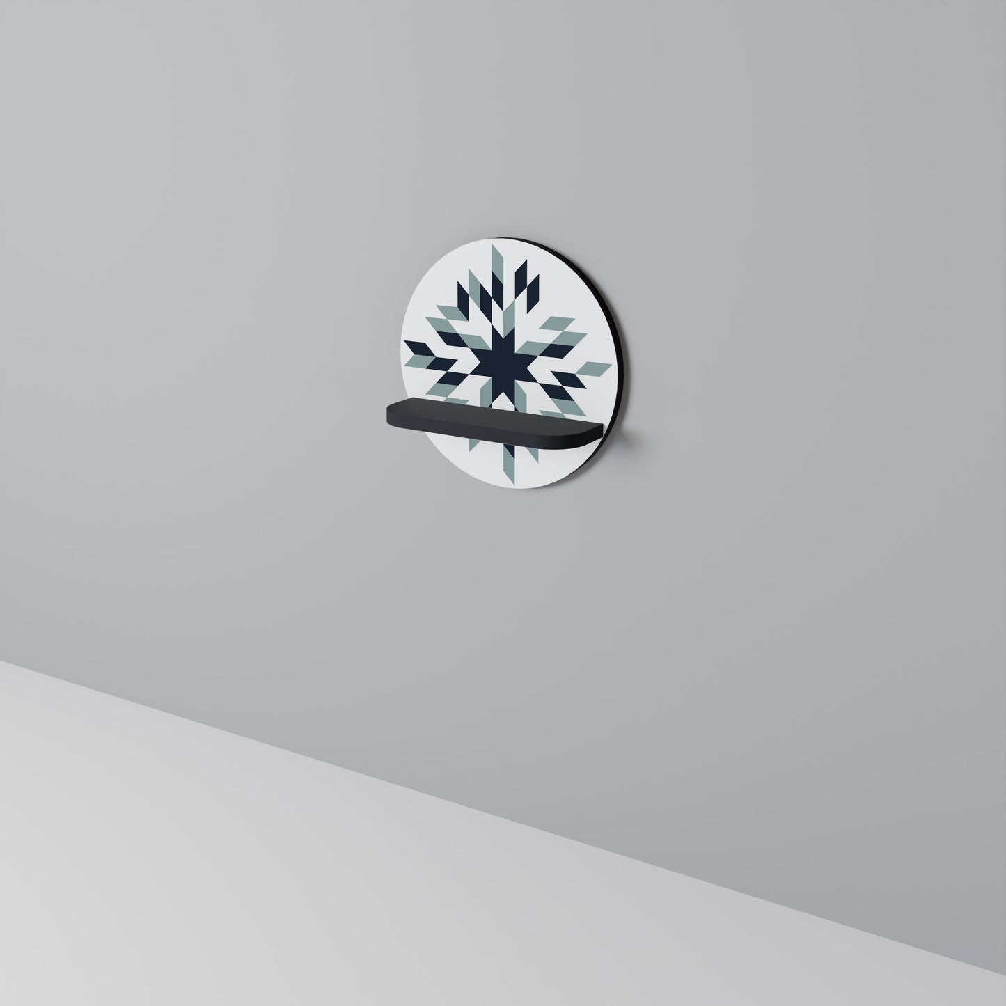 DAWN MOSAIC Rund konsthylla i svart finish
