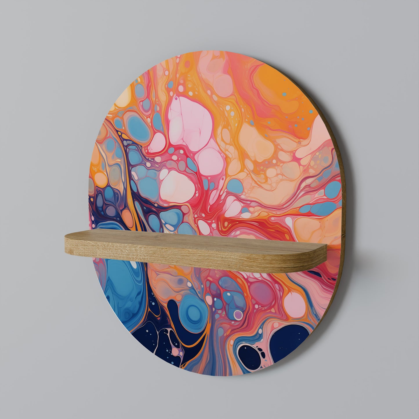 INKED ILLUSIONS Oval Art Shelf In Oak Effect